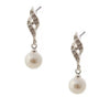 Silver White Pearl Twist Dangle Earrings