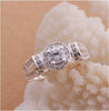 Silver Crystal Diamond Wedding Engagement Ring