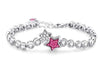 Sterling Silver Sparkling Diamond Inlay Double Star Link Bracelet