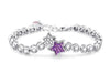 Sterling Silver Sparkling Diamond Inlay Double Star Link Bracelet