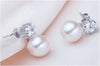 Freshwater Pearl and Diamond Stud Earrings