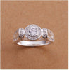 Silver Crystal Diamond Wedding Engagement Ring