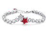 Sterling Silver Sparkling Diamond Inlay Double Star Link Bracelet