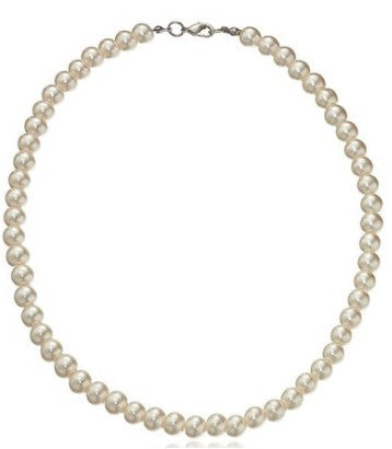 Ladies Lobster Clasp Round Faux Pearl Linked Necklace