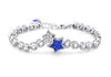 Sterling Silver Sparkling Diamond Inlay Double Star Link Bracelet