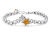 Sterling Silver Sparkling Diamond Inlay Double Star Link Bracelet