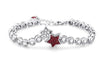 Sterling Silver Sparkling Diamond Inlay Double Star Link Bracelet