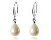 Teardrop Cream Faux Pearl Silver Tone French