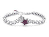 Sterling Silver Sparkling Diamond Inlay Double Star Link Bracelet