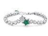 Sterling Silver Sparkling Diamond Inlay Double Star Link Bracelet