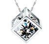 Cubic Zirconia Diamond Cube Pendant Necklace