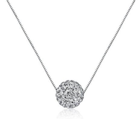 Full Diamond Crystal Ball Sparkle Colla Pendant Necklace