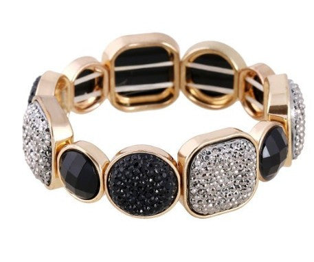 Diamond Cluster Resin Stone Stretch Bangle Bracelet