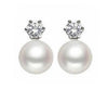 Freshwater Pearl and Diamond Stud Earrings