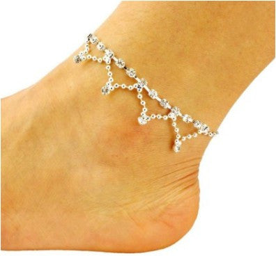 Fashion Womens Diamond Tassel Bells Anklets