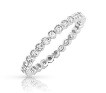 Silver Simulated Diamond Stackable Eternity Ring