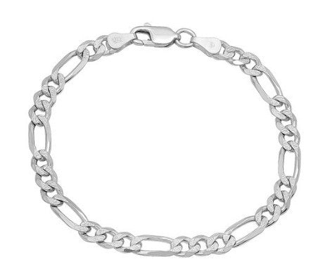 Silver Diamond-Cut Figaro Link Bracelet