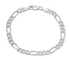 Silver Diamond-Cut Figaro Link Bracelet