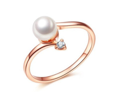 Serend 18k Rose Gold Plated Simulated Pearl Ring